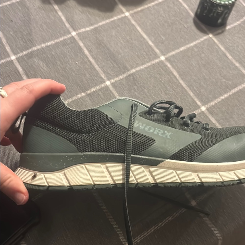 Black and Gray Athletic Shoes with Cushioned Sole and Traditional Lacing